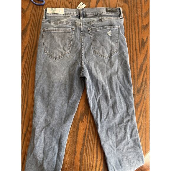 Nicole Miller Womens Soho High Rise Ankle Skinny Jeans 8 Blue Distressed Denim - Picture 6 of 6